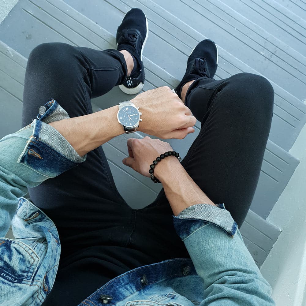 ARIES GOLD Urban Eternal Silver Stainless Steel Men's Watch G 1027 S BU - Stylish & Durable Timepiece for Business, Casual & Formal Occasions