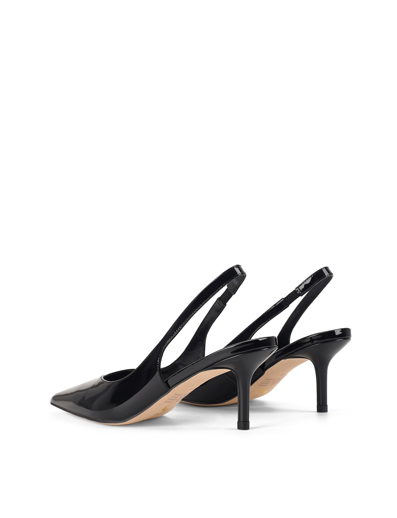 Yory Slingback Kitten Heels - Black Patent Leather Women's Shoes | Comfortable Low Heel Pumps for Work, Office & Special Occasions