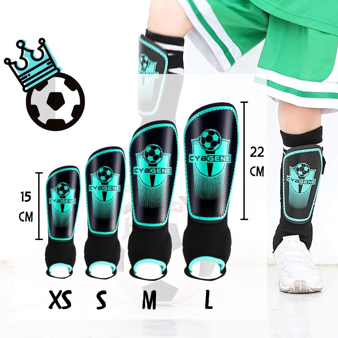 Youth Kids Soccer Shin Guards with Adjustable Straps & Ankle Sleeves - Green XS | Perfect for Training, Games & Soccer Gifts for Boys & Girls