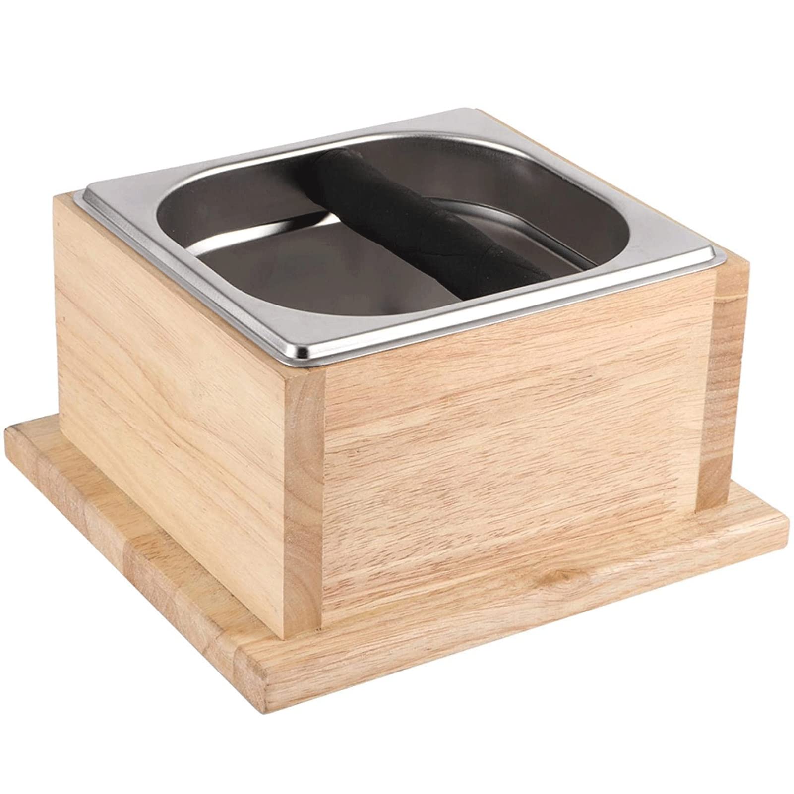 Premium Stainless Steel Coffee Knock Box with Wooden Base - Detachable Coffee Grounds Container for Baristas - Perfect for Coffee Shops, Milk Tea Stores & Home Brewing - Durable & Easy to Clean Espresso Accessory