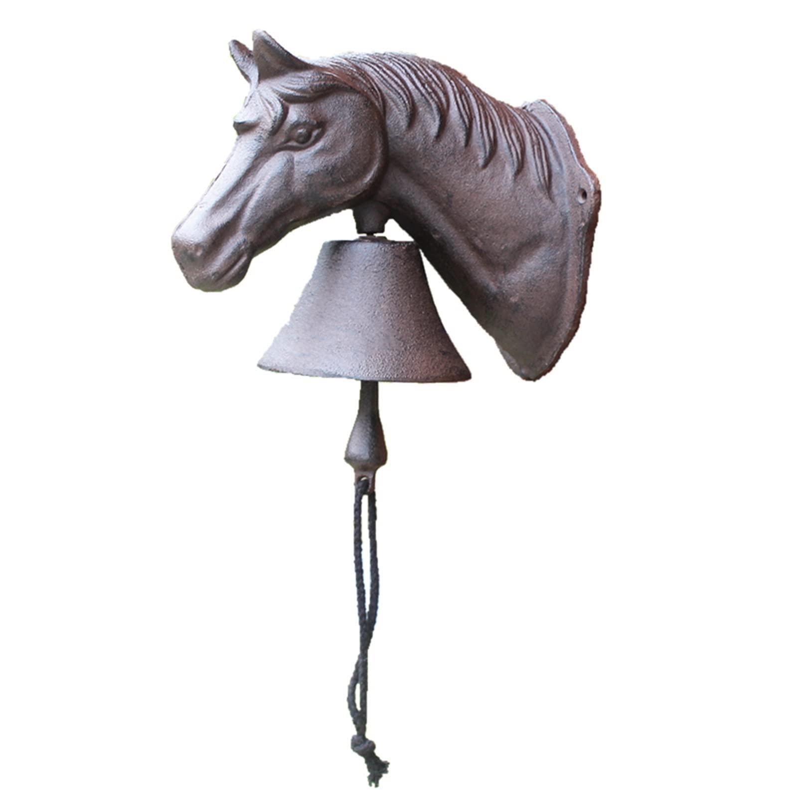 Vintage Cast Iron Horse Head Doorbell - Hand Crank Wall Mounted Retro Animal Statue Welcome Bell for Home & Garden Decor | Farmhouse, Western, Rustic Style Entryway