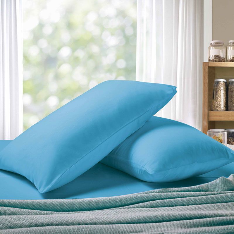 Premium 1000TC Ultra Soft Queen Size Pillowcases (2 Pack) - Light Blue - Luxury Bedding for Hotels, Home & Guest Rooms
