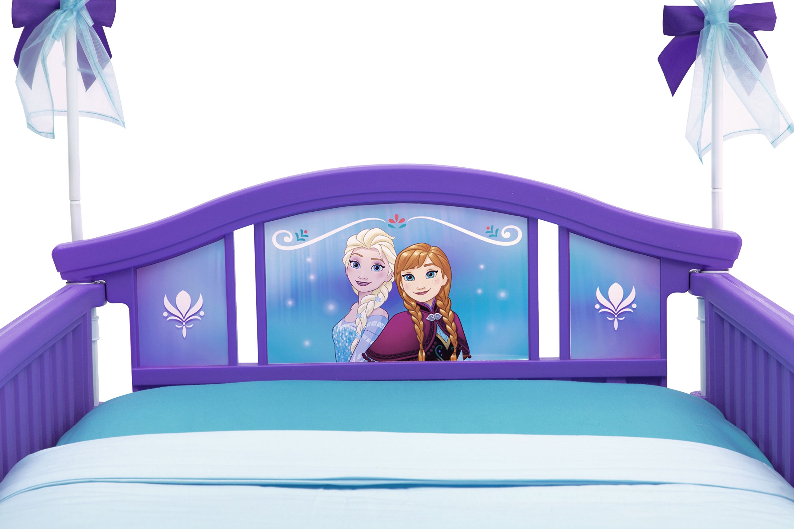 Delta Children Disney Frozen Toddler Bed with Canopy & Twinkle Galaxy Dual-Sided Toddler Mattress Bundle - Eco-Friendly Recycled Fiber Core for Kids' Bedroom Decor & Princess Themed Nursery