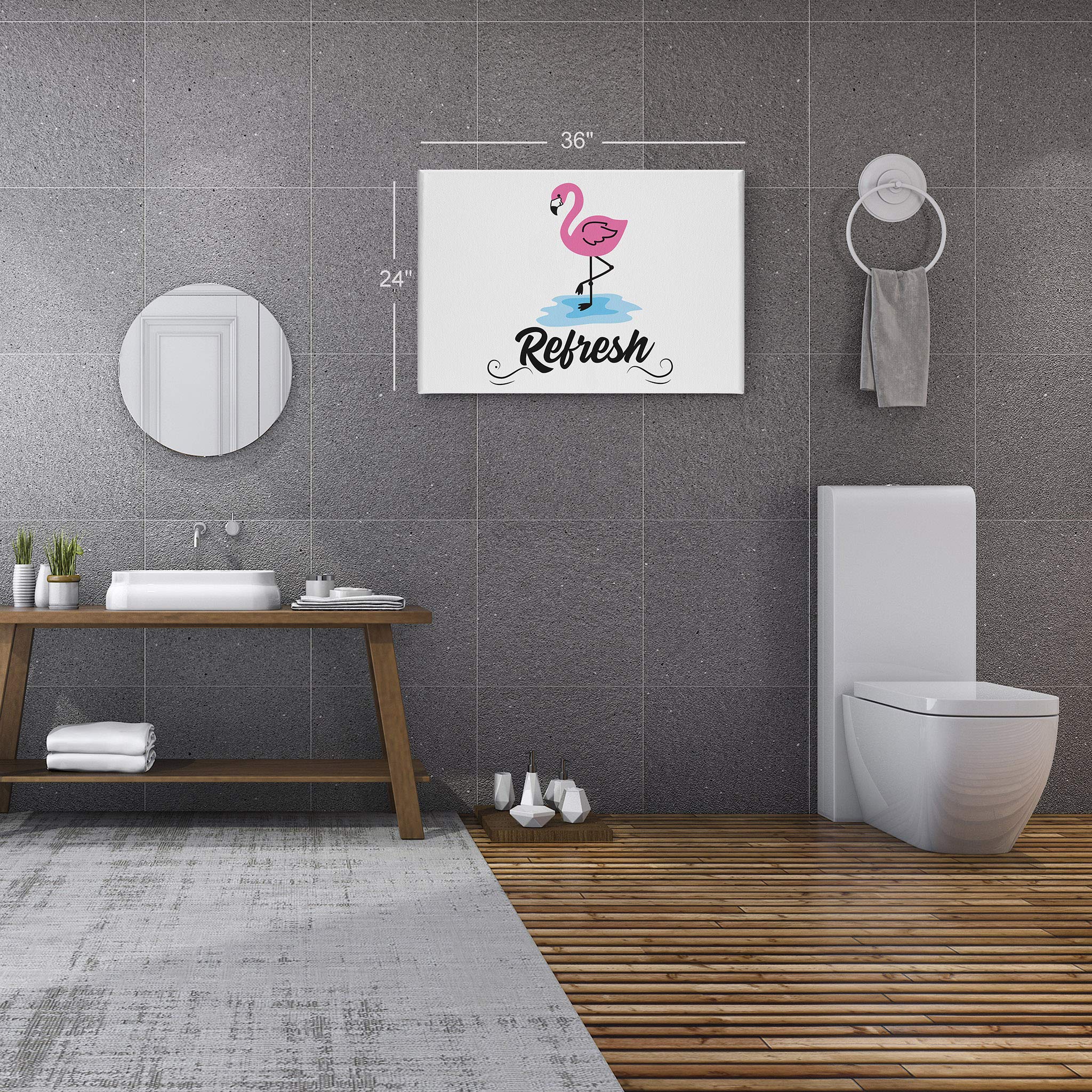 Flamingo Bathroom Wall Art - 8x12 Canvas Print with Inspirational Quote, Ready to Hang Home Decor for Kids & Bathroom | Made in USA | Perfect for Beach House, Nursery, or Spa-Themed Bathroom