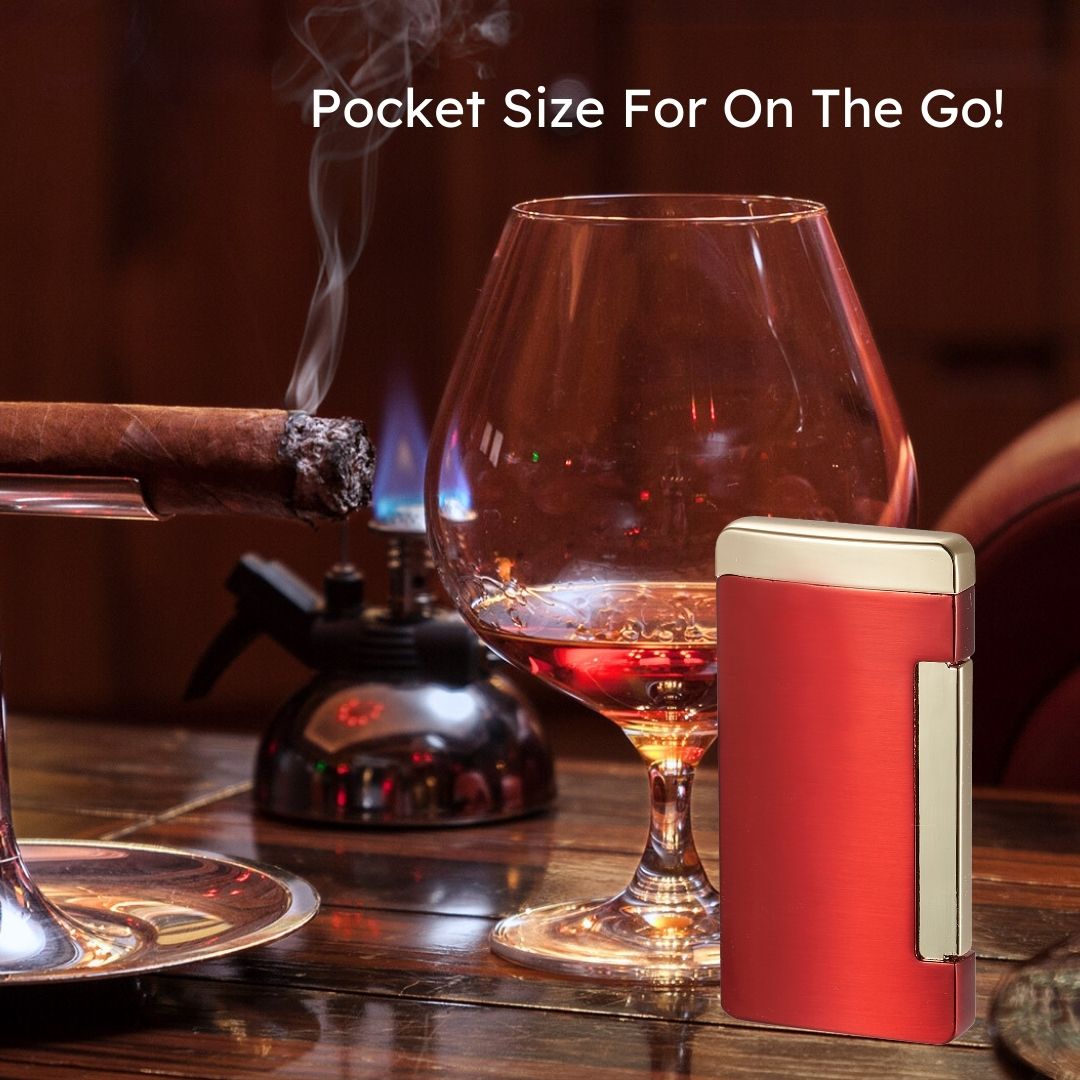 Visol Panther Flat Flame Red Cigar Lighter - Windproof Butane Torch for Cigars, Cigarettes & Outdoor Use - Perfect for Smoking, Camping & BBQ Accessories