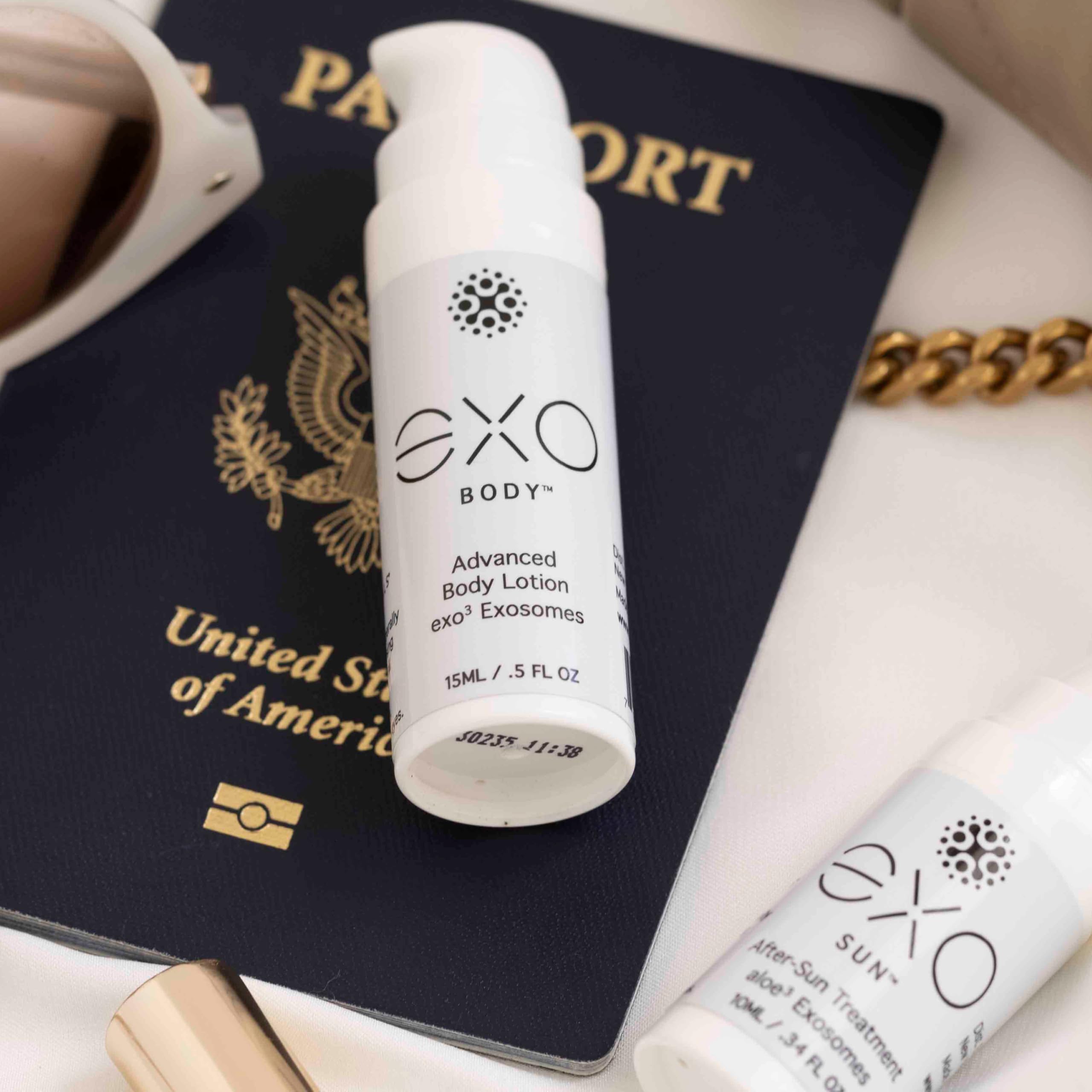 EXO- SKIN SIMPLE - EXO SUN™ Exoceuticals After-Sun Treatment Travel Size (4 Pack) | Hydrating Post-Sun Care with Exosome Technology | Soothing Gel for Sunburn Relief & Skin Repair | Perfect for Beach Vacations, Pool Days & Outdoor Activities