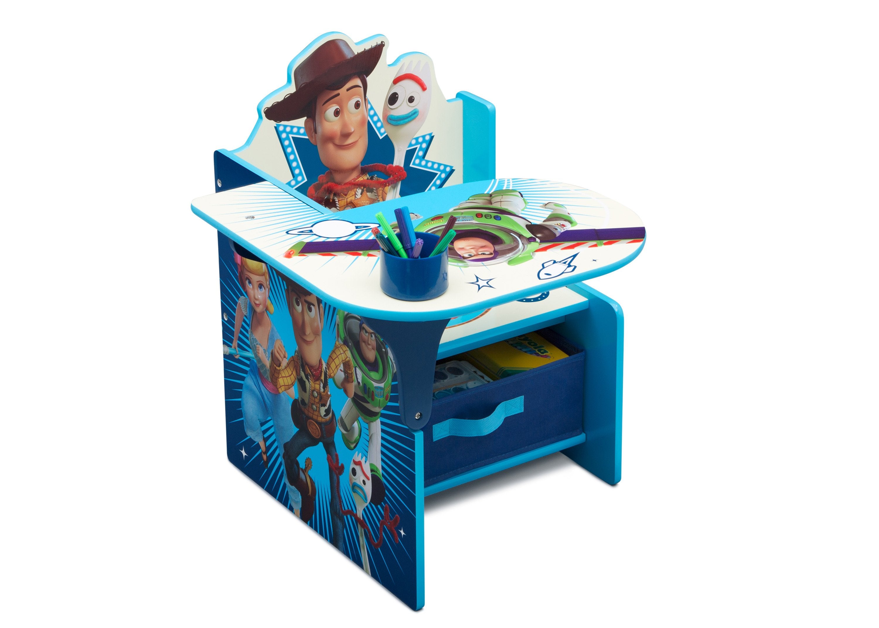 Delta Children Toy Story 4 Kids Chair with Desk and Storage Bin - Fun Study & Play Furniture for Bedroom, Playroom or Classroom