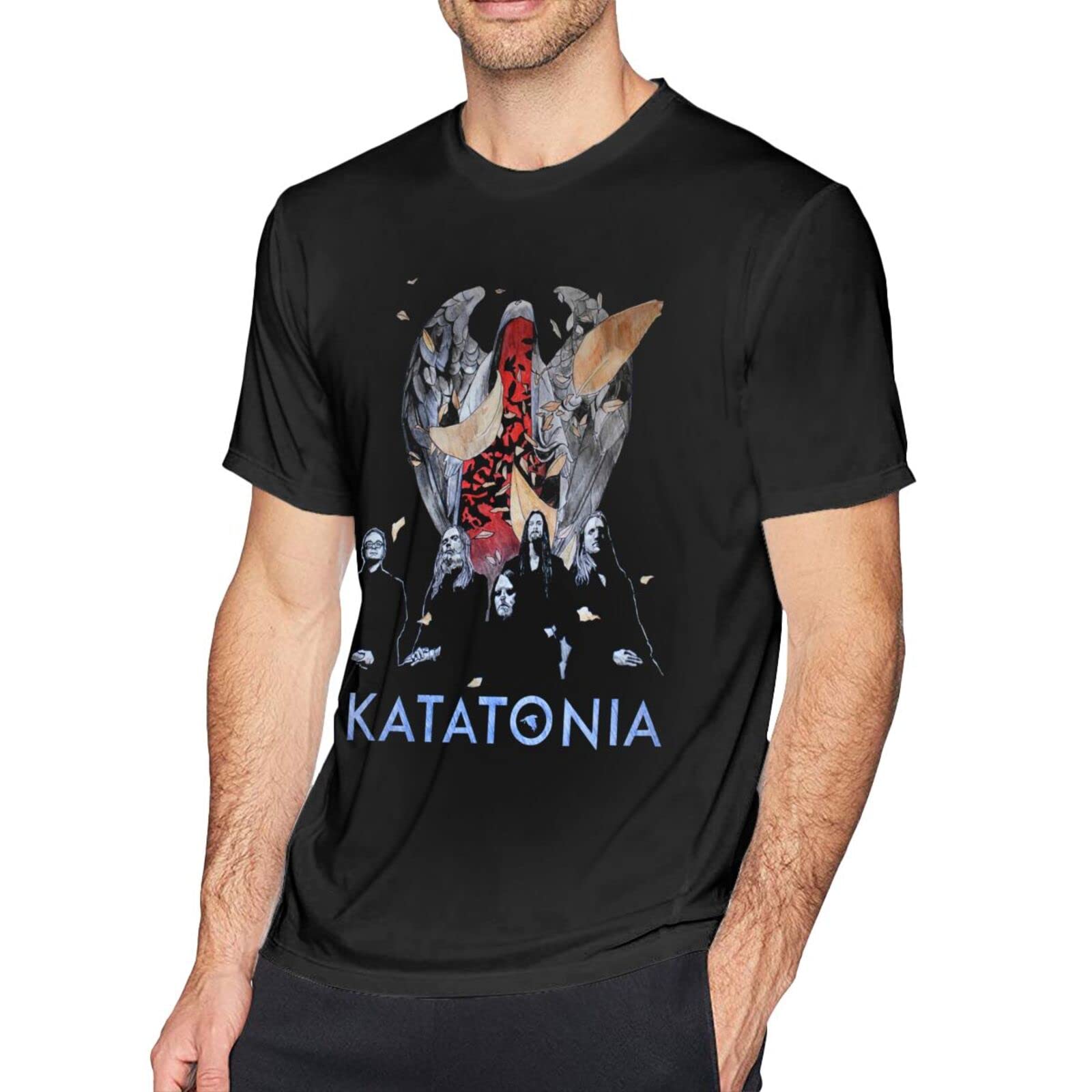 Beahala Katatonia Graphic T-Shirt for Men - Soft Cotton Summer Crew Neck Short Sleeve Tee - Black Casual Shirt for Streetwear, Concerts & Everyday Outfits