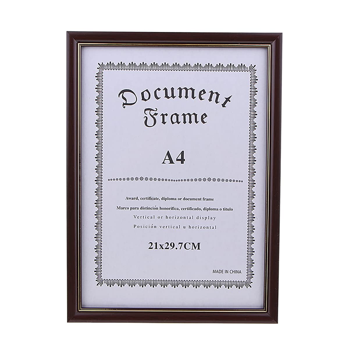 A4 Wooden Document Frame - Elegant Diploma, Certificate, Photo & Artwork Display for Table or Wall - Wine Red - Perfect for Home, Office & Gift Giving