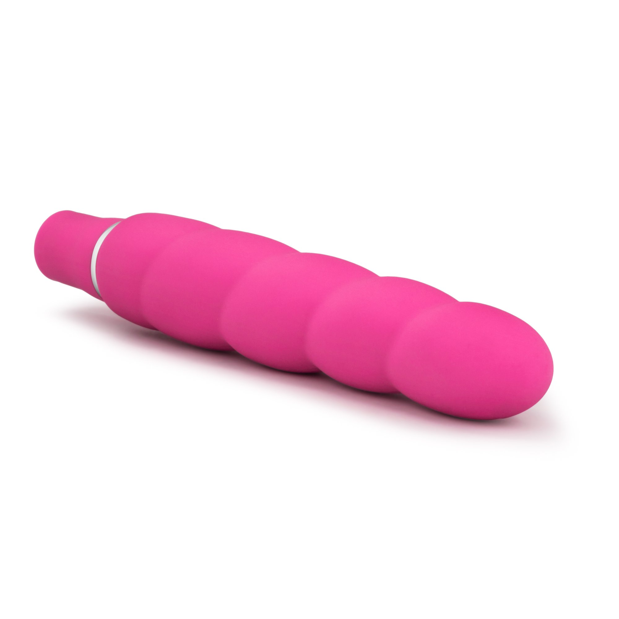 Blush Novelties Luxe Anastasia - 6.5 Inch 10-Speed Vibrating Spiral Platinum Silicone AA Battery Powered Vibrator - Ribbed Stimulator for G-Spot & Clitoral Pleasure - IPX7 Waterproof Sex Toy for Women & Couples - Pink - Perfect for Shower Play & Sensual Massage