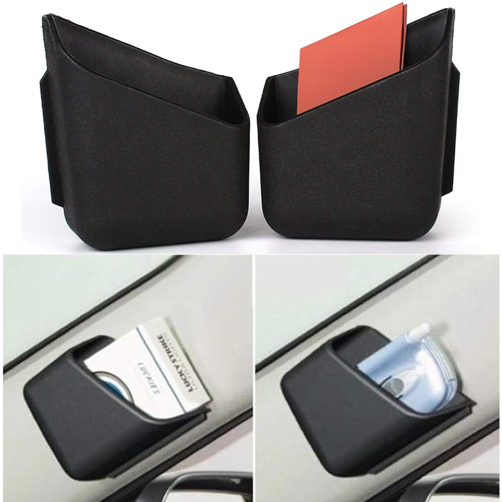 Zeess 2-Pack Beige Car Organizer Storage Box - Auto Truck Pillar Storage for Phone, Glasses, Cards & Cigarettes | Durable Car Accessories for Organization | Perfect for Road Trips & Daily Commutes