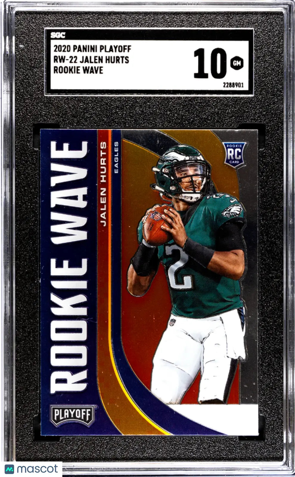 2020 Panini Playoff Football Jalen Hurts Rookie Card RC Wave SGC 10 Gem Mint - Perfect for NFL Collectors, Sports Memorabilia Display & Investment