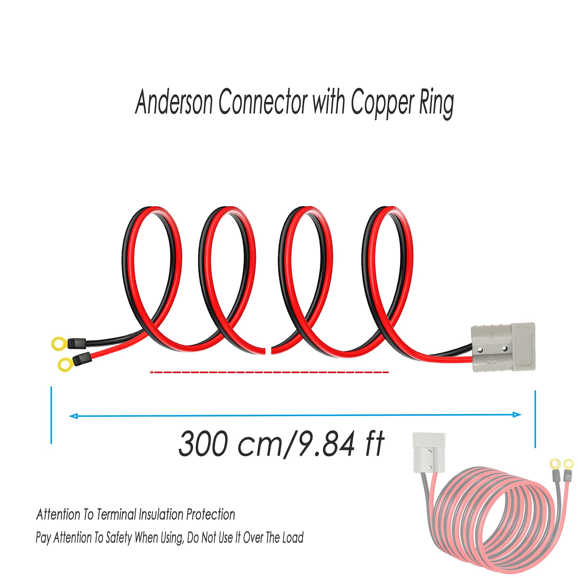 Heavy Duty 50A Anderson Plug Connector with 10AWG 3M Cable - Quick Connect Battery Jumper Cable for Towing Winch, Solar Power, RV & Marine Applications