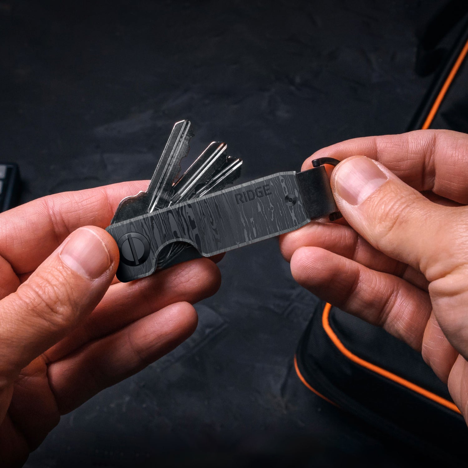 The Ridge KeyCase - Premium Black Damascus Key Holder for Everyday Carry (EDC) | Compact & Durable Key Organizer for Home, Office, and Travel Essentials