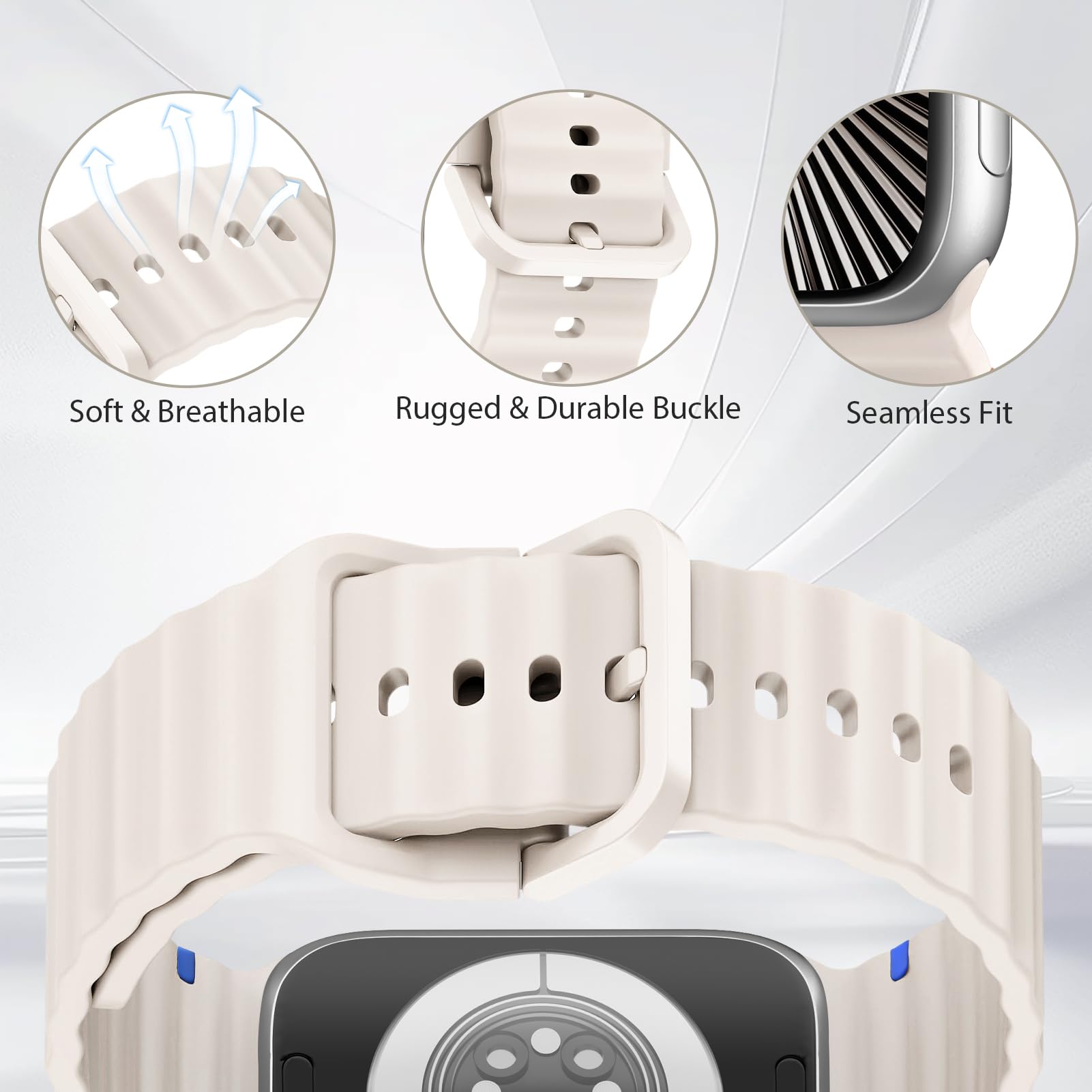 Premium Sport Band for Apple Watch Ultra/Series 10/9/8/7/6/5/4/3/SE (41mm/45mm) - Soft Silicone Waterproof Wristband for Men & Women - Perfect for Running, Swimming & Fitness Tracking