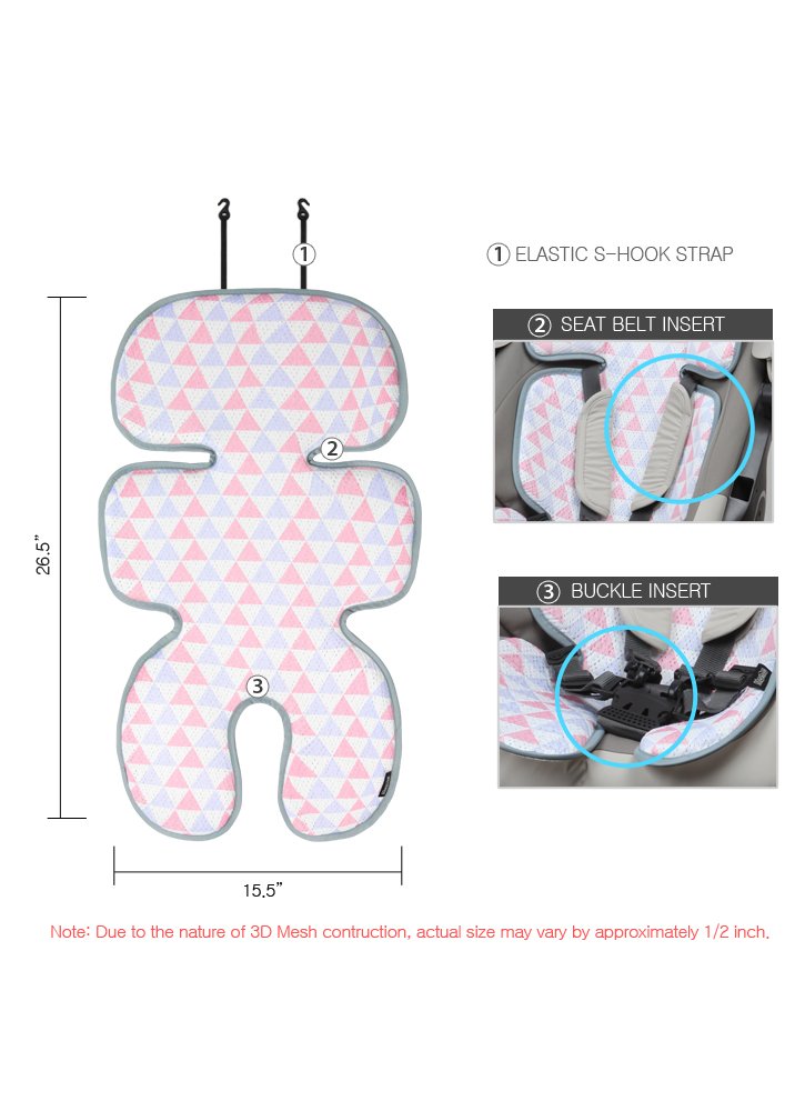 Manito Clean Basic 3D Mesh Seat Pad - Breathable Cushion & Liner for Baby Stroller and Car Seat (Star Grey) | Premium Comfort for Infants & Toddlers During Travel & Outdoor Activities