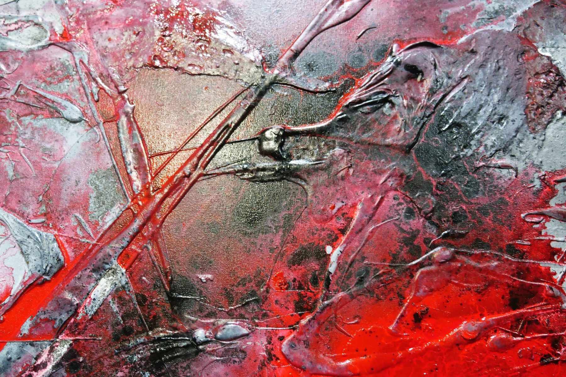 160cm x 100cm Red Black Textured Abstract Canvas Art - Modern Large Wall Painting for Living Room, Bedroom & Office Decor