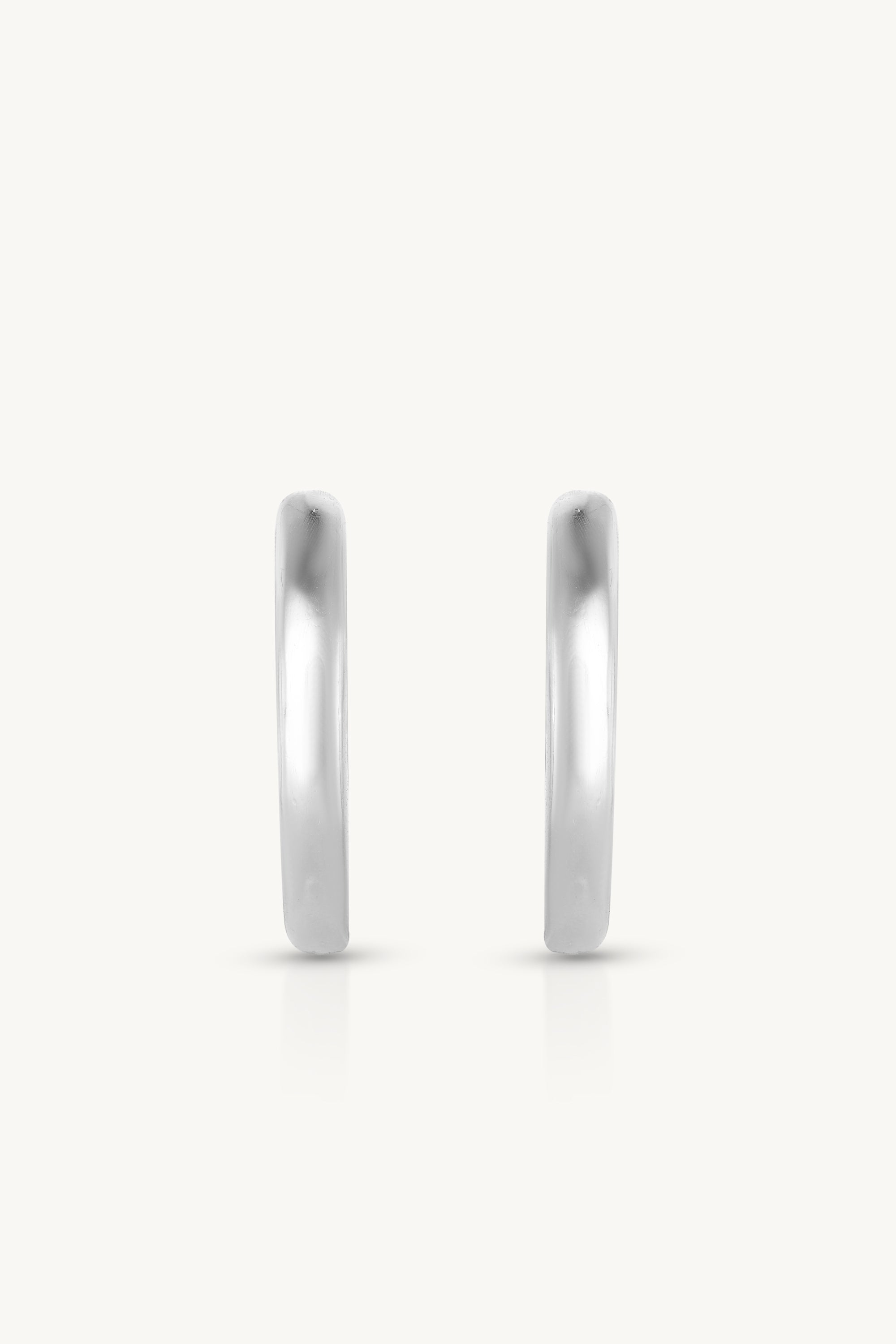 Stylish Polished Silver Huggie Hoop Earrings - Medium Size for Everyday Wear & Gifts