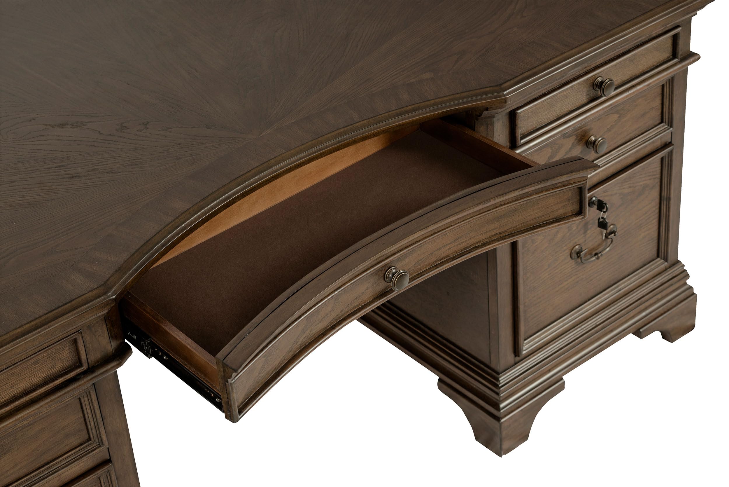 Coaster Furniture Hartshill File Cabinets - Burnished Oak Executive Desk with File Storage, 881281 - Perfect for Home Office & Workspace Organization