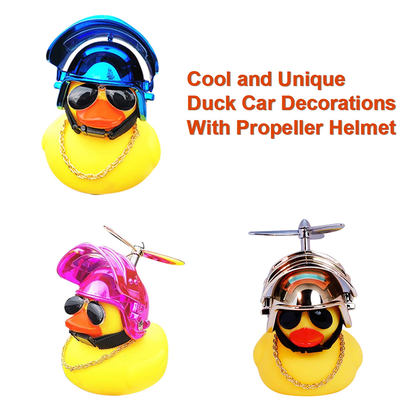 Cool Rubber Duck Car Decor - 3-Pack with Sunglasses & Gold Chain for Dashboard Fun