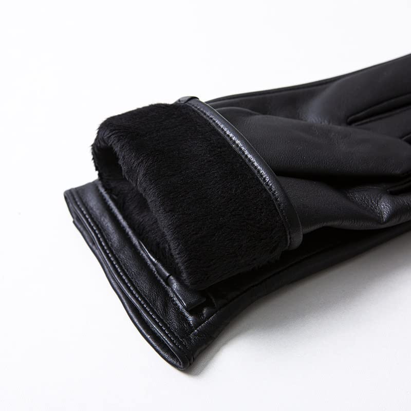 Premium Women's Winter Cashmere Lined Touchscreen Leather Gloves - Warm Driving & Texting Gloves (Black, X-Large) | Perfect for Cold Weather Commutes & Outdoor Activities