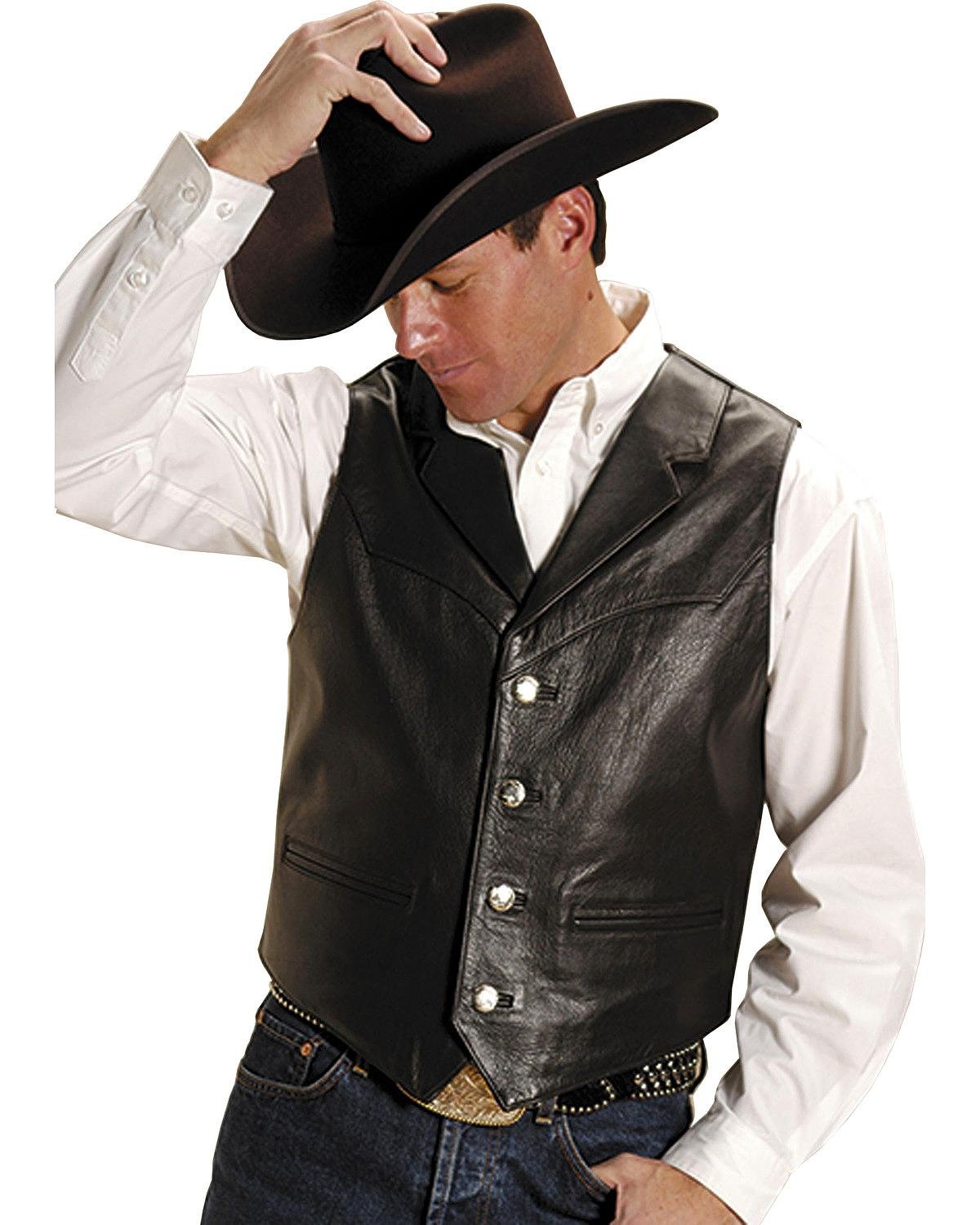 Roper Men's Nappa Notched Collar Leather Vest for Big & Tall - Stylish Layering Piece for Casual Outfits & Outdoor Adventures