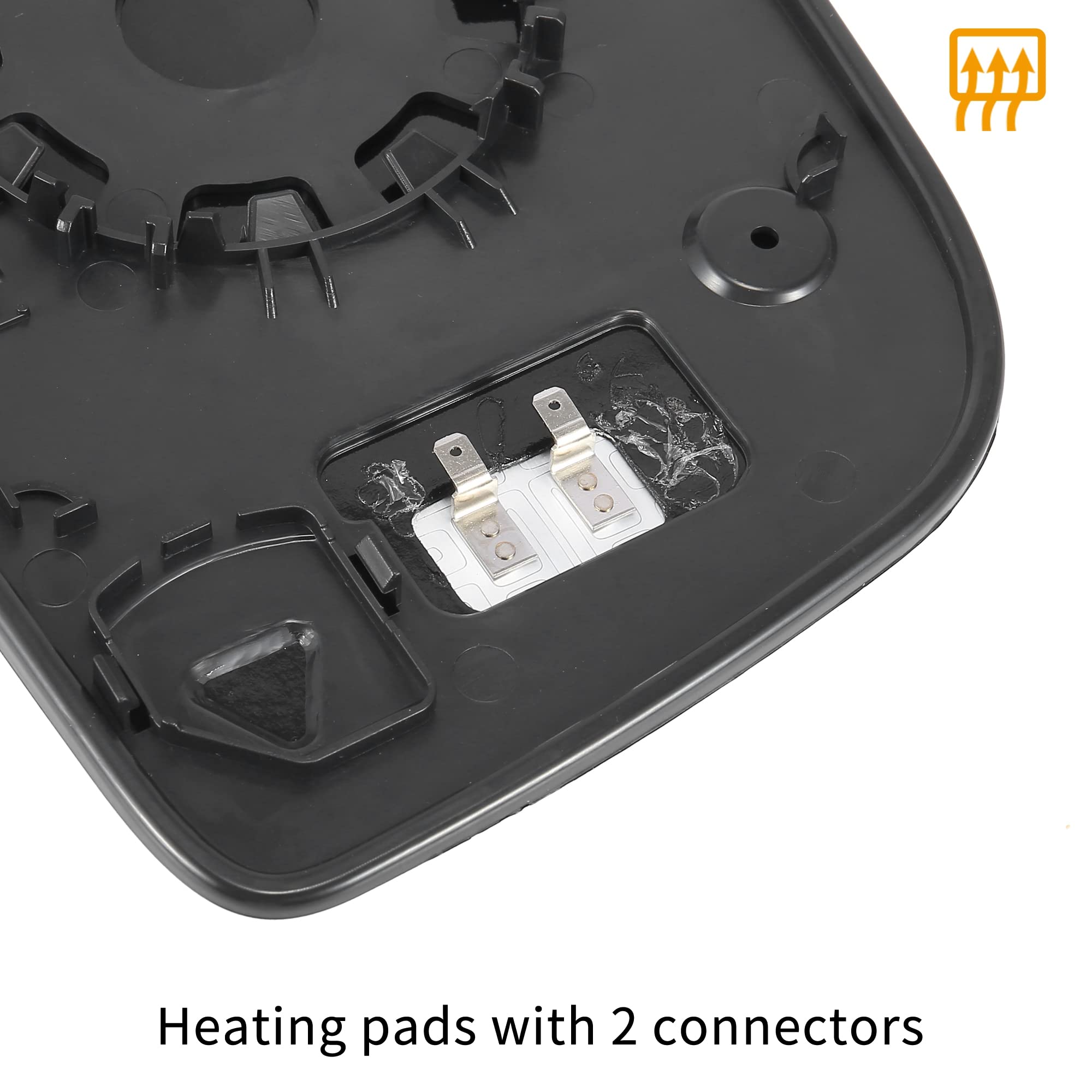 AutoHAUX Heated Rearview Mirror Glass Replacement with Backing Plate - Left Driver Side Upper/Lower for Mercedes-Benz Sprinter 2500 & 3500 - Perfect for Winter Driving & Enhanced Visibility