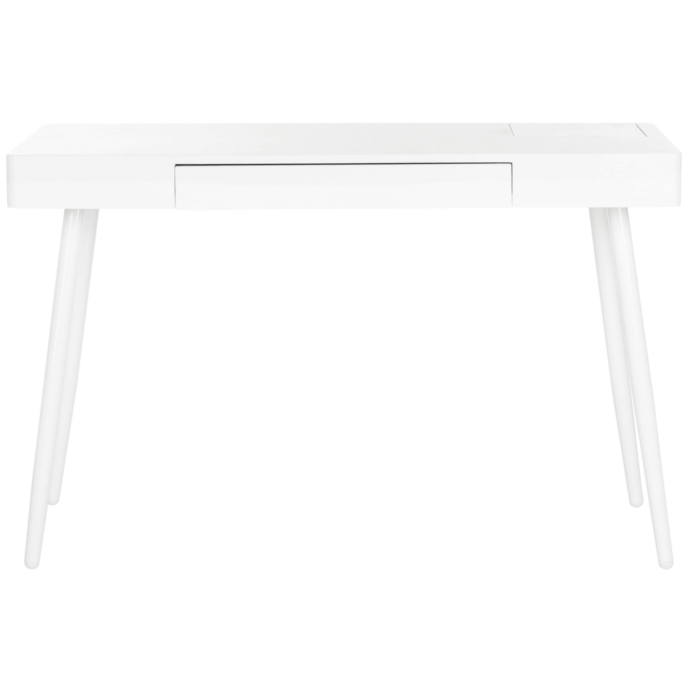 Safavieh Fadri Mid-Century Scandinavian White One-Drawer Writing Desk - Compact Home Office Desk for Small Spaces, Dorm Rooms & Modern Workspaces