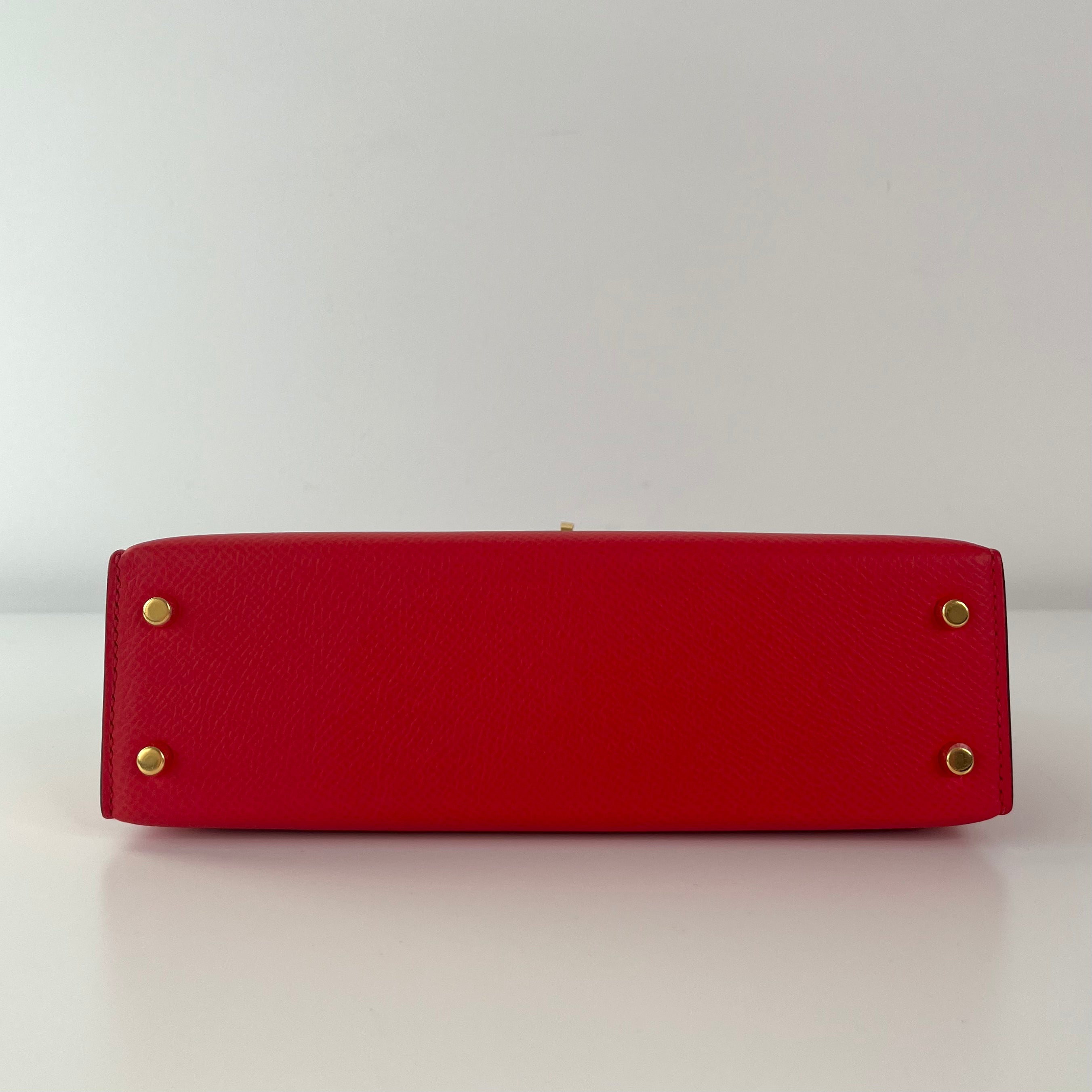Authentic Hermés Kelly 20 Handbag in Rouge De Coeur Epsom Leather with Gold Hardware - Luxury Crossbody Bag for Women, Perfect for Date Nights & Special Occasions