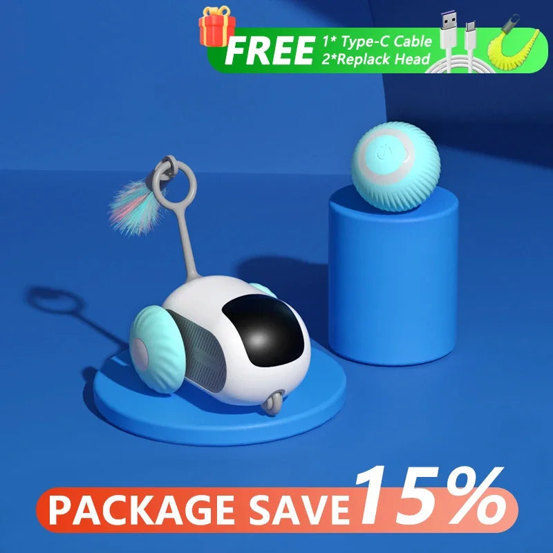 Automatic Rolling Smart Cat Toy Car with Remote Control - Interactive Pet Toy for Indoor Play, Exercise & Entertainment - Perfect for Kittens & Adult Cats