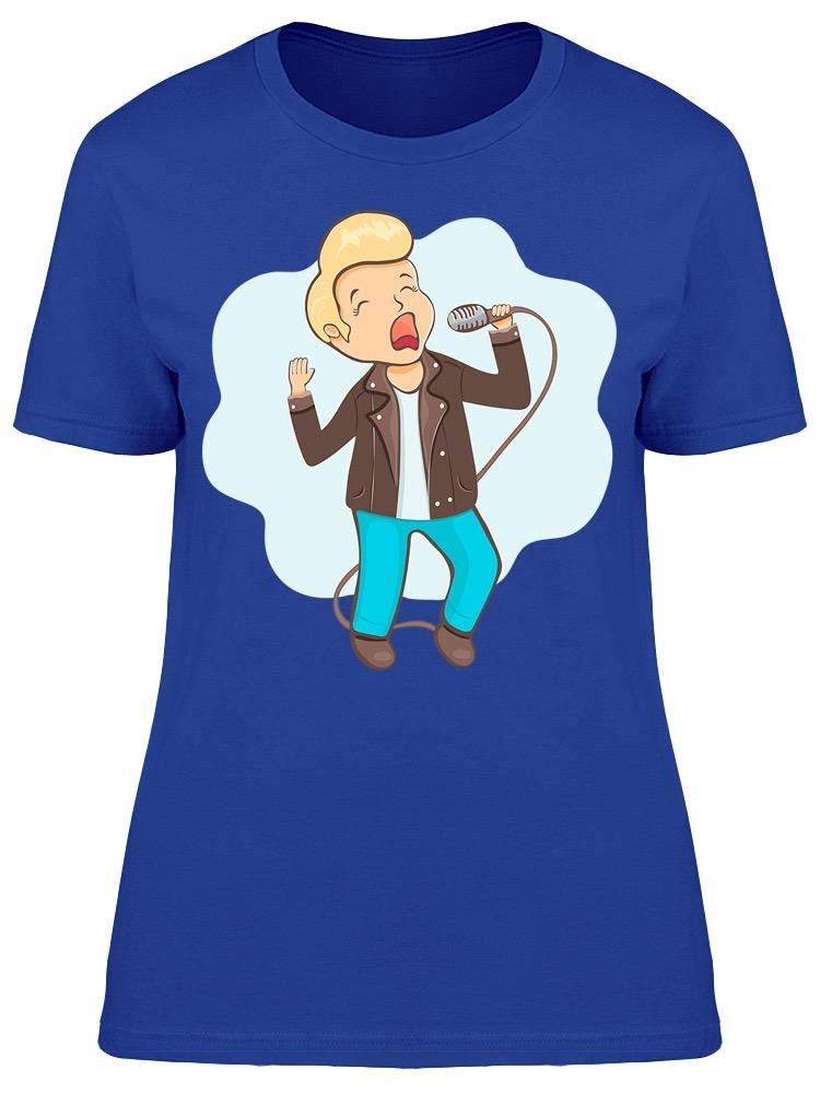 Smartprints Cartoon Man Singing Graphic T-Shirt for Women - Trendy Casual Tee for Everyday Wear, Parties & Gifts