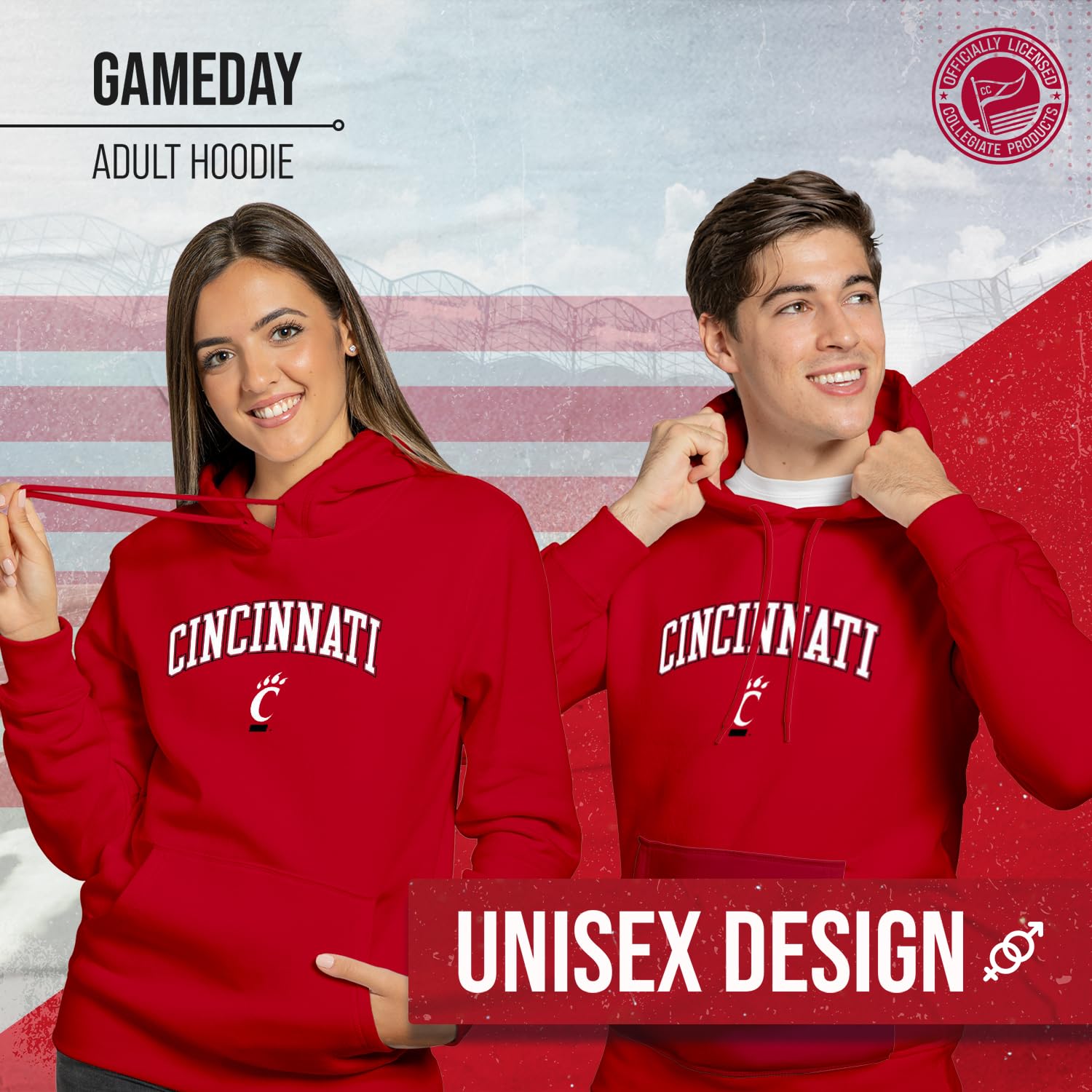 NCAA Unisex Hooded Sweatshirt - Long Sleeve Gameday Pullover with Arch & Logo - Red, Medium | Perfect for College Football Games, Tailgating & Campus Spirit Wear
