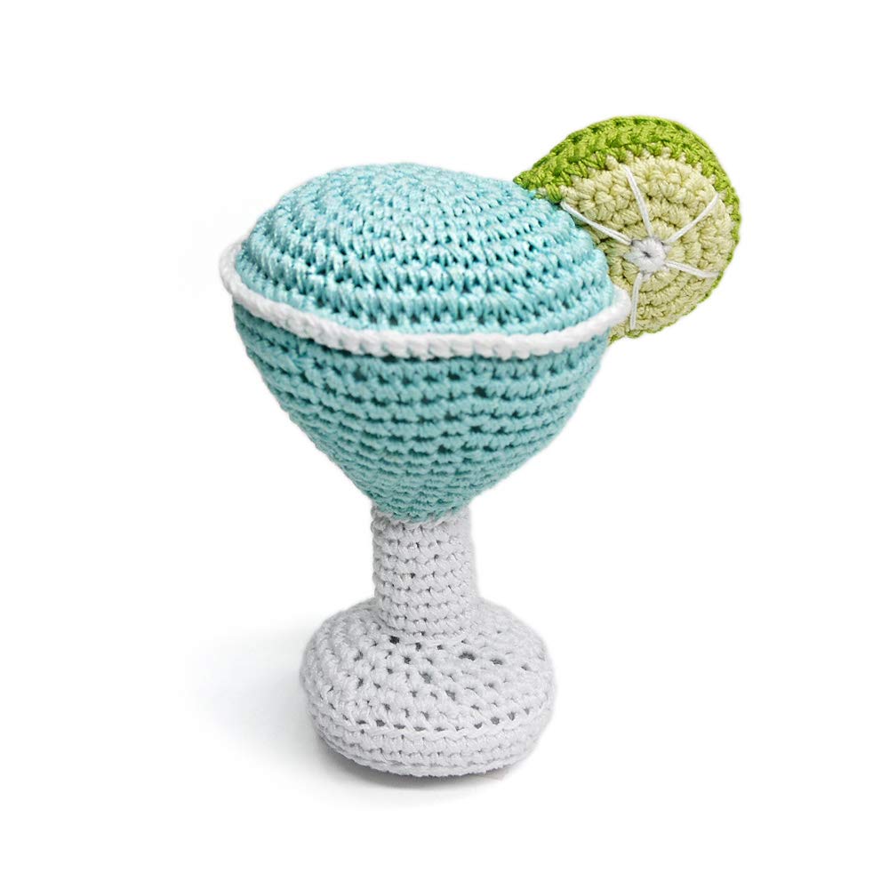 Crochet Small Dog Squeaky Toy - Margarita Glass Shaped Chew Toy for Puppies & Small Dogs | Interactive Play, Training Reward & Teething Relief | Perfect for Indoor & Outdoor Use