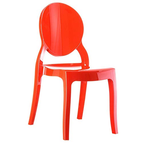 Pemberly Row Modern Polycarbonate Patio Dining Chair - Glossy Red Outdoor Furniture for Garden, Poolside & Backyard Dining