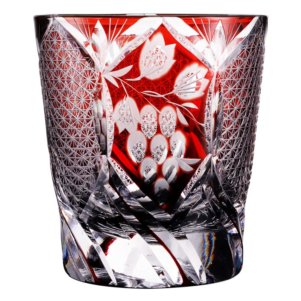 Premium NAPPA Whiskey Glasses Set - Hand Engraved Crystal Old Fashioned Tumblers for Scotch, Bourbon & Liquor - Elegant Red Pattern Design - Perfect for Home Bars, Gifts & Cocktail Parties