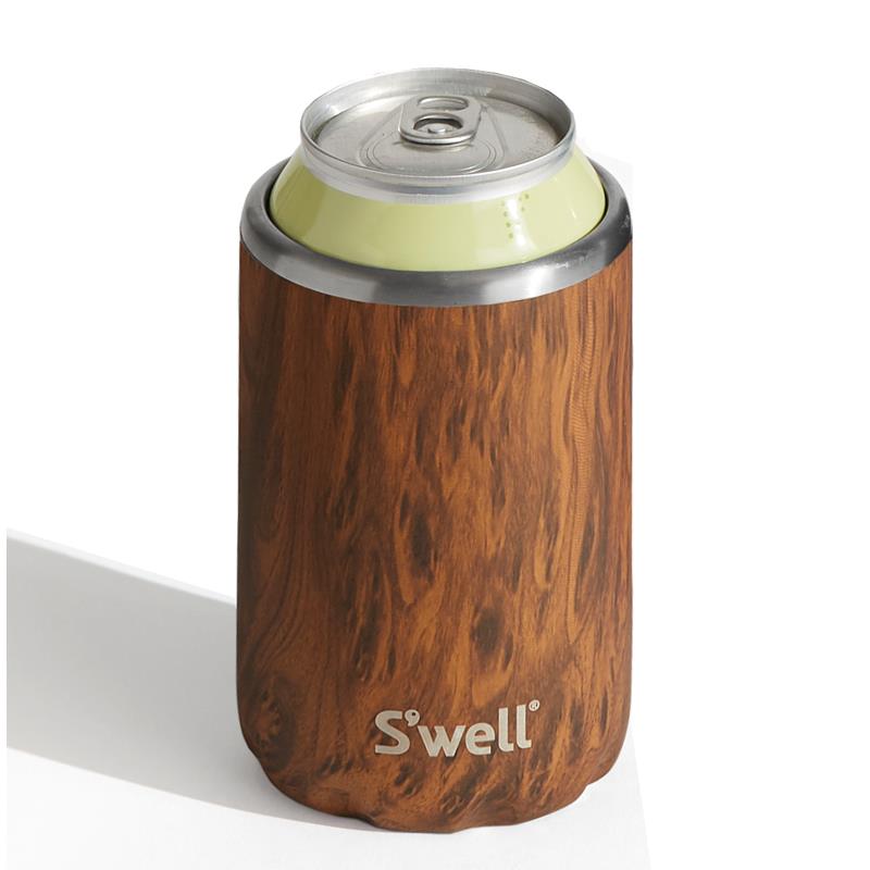 Premium Swell 355ml Stainless Steel Insulated Drink Chiller with Teakwood Lid - Keeps Beverages Cold for Hours, Perfect for Outdoor Adventures, Office Use & Home Entertaining