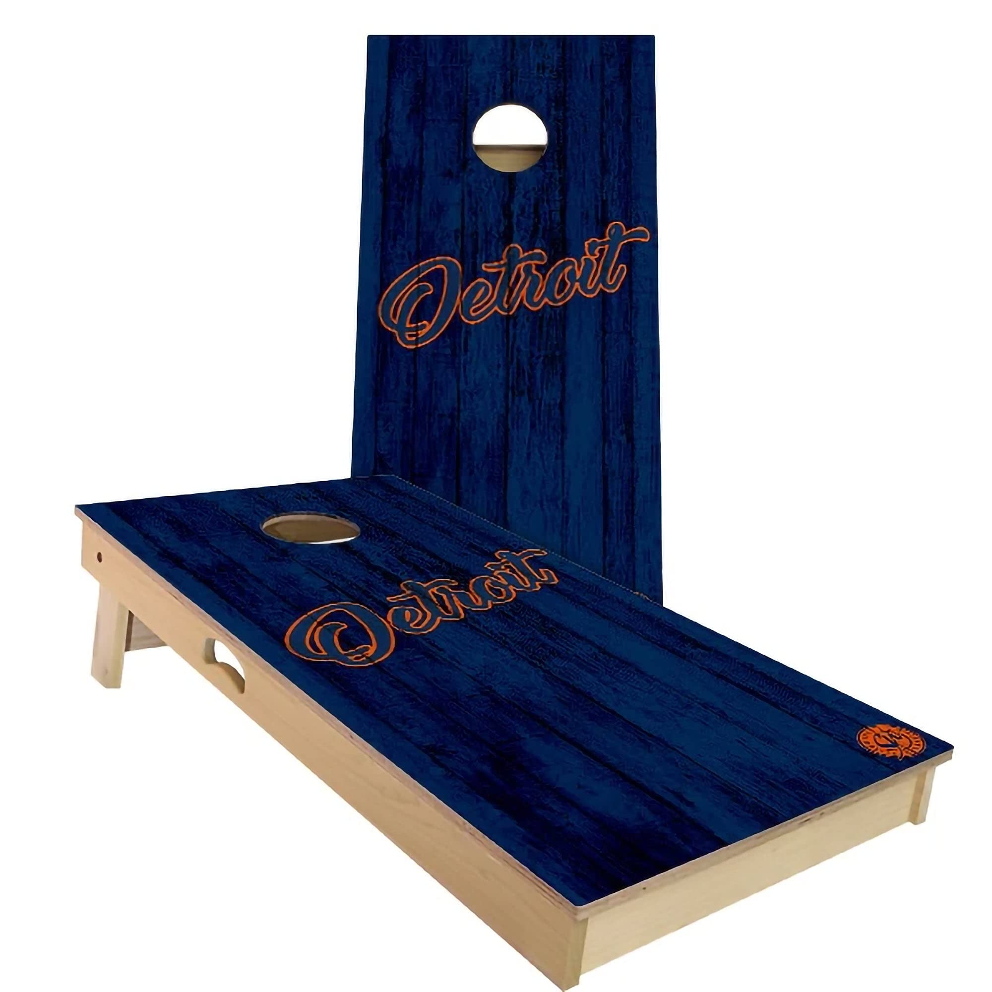 Detroit Vintage City Themed Cornhole Game Set - Premium Wooden Boards & 8 Bean Bags - Outdoor Lawn Games for Backyard, Tailgating, and Parties - Perfect for BBQ, Camping, and Family Gatherings