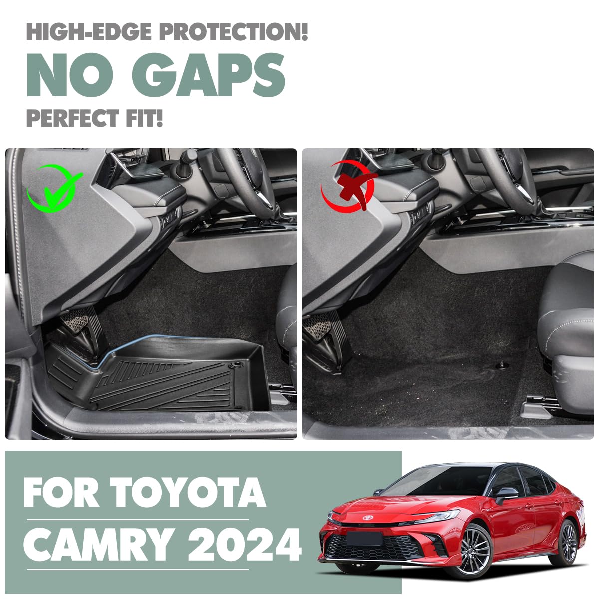 2024 Toyota Camry All-Weather Floor Mats & Cargo Liner - Premium TPE Waterproof Car Mats (Fits Gas Models Only) - Perfect for Road Trips, Daily Commutes & Winter Protection