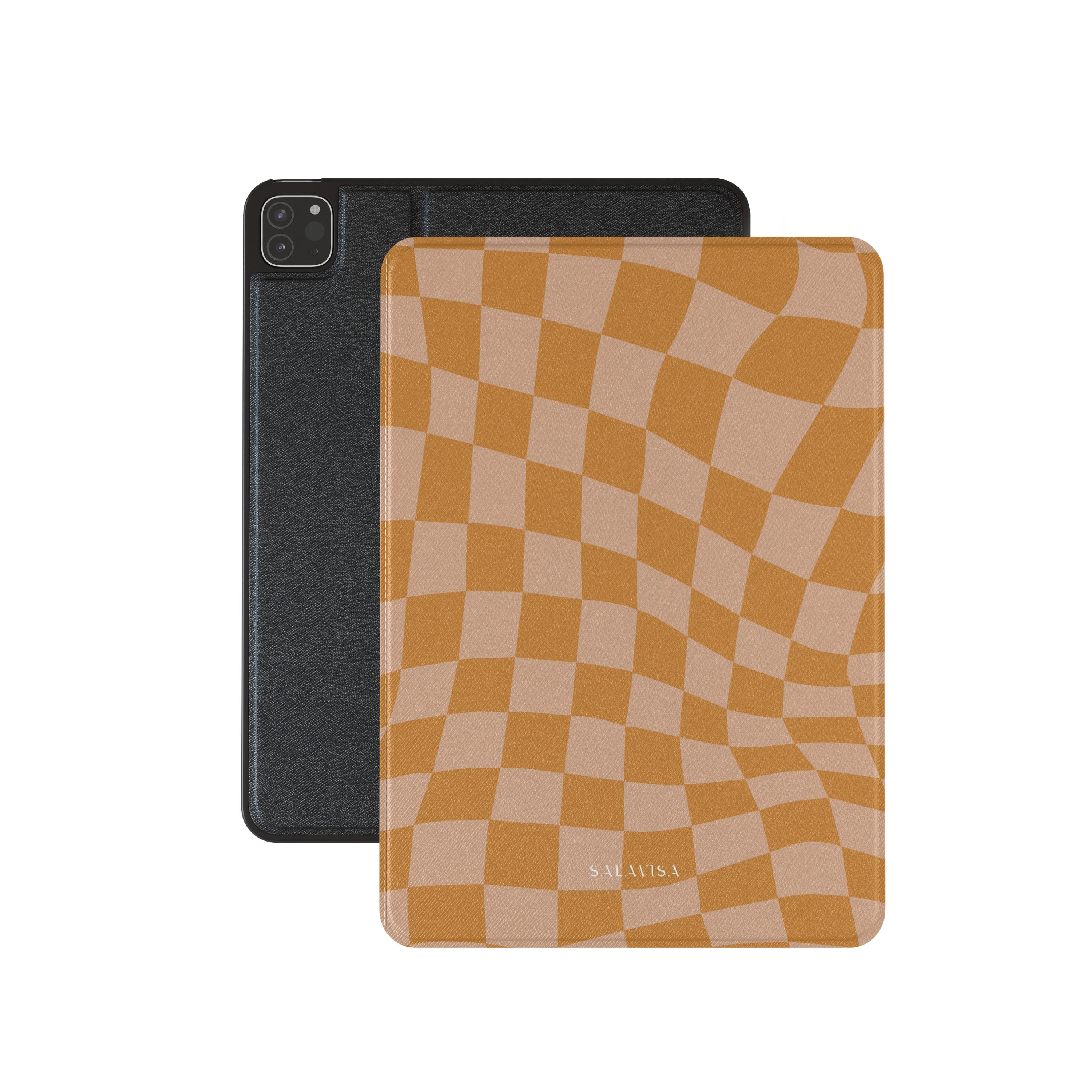 Stylish Orange Wave Checkered iPad Case - Durable Protective Cover for iPad Air/Pro (6th-10th Gen) - Perfect for Work, School & Travel Accessories