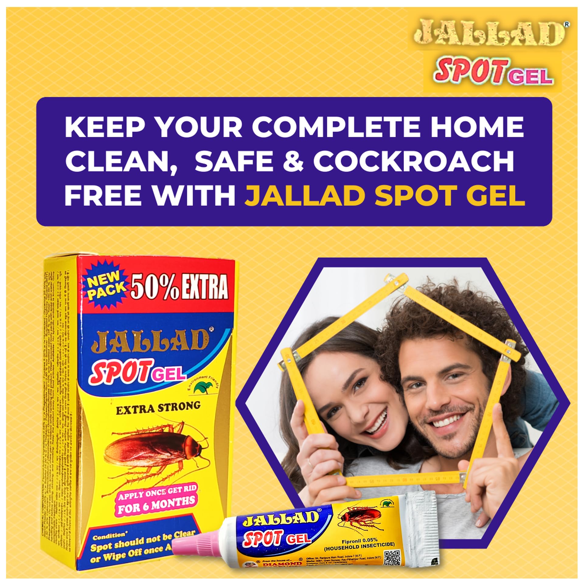 JALLAD SPOT GEL Powerful Cockroach Killer - Super Strength Pest Control Gel (10g x 3 Pack) - Effective Roach Elimination for Kitchen, Bathroom & Home Use