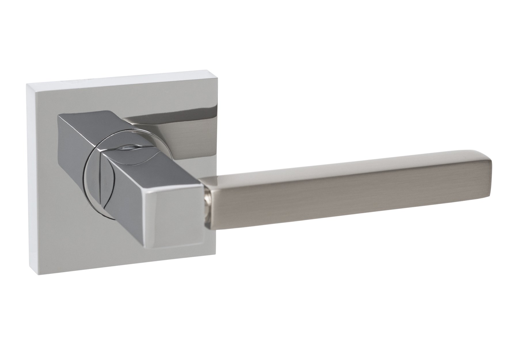 Texel Modern Two Tone Interior Door Lever - Chrome & Satin Nickel Finish - Passage, Privacy & Dummy Function - Perfect for Closet, Hallway & Bedroom Doors