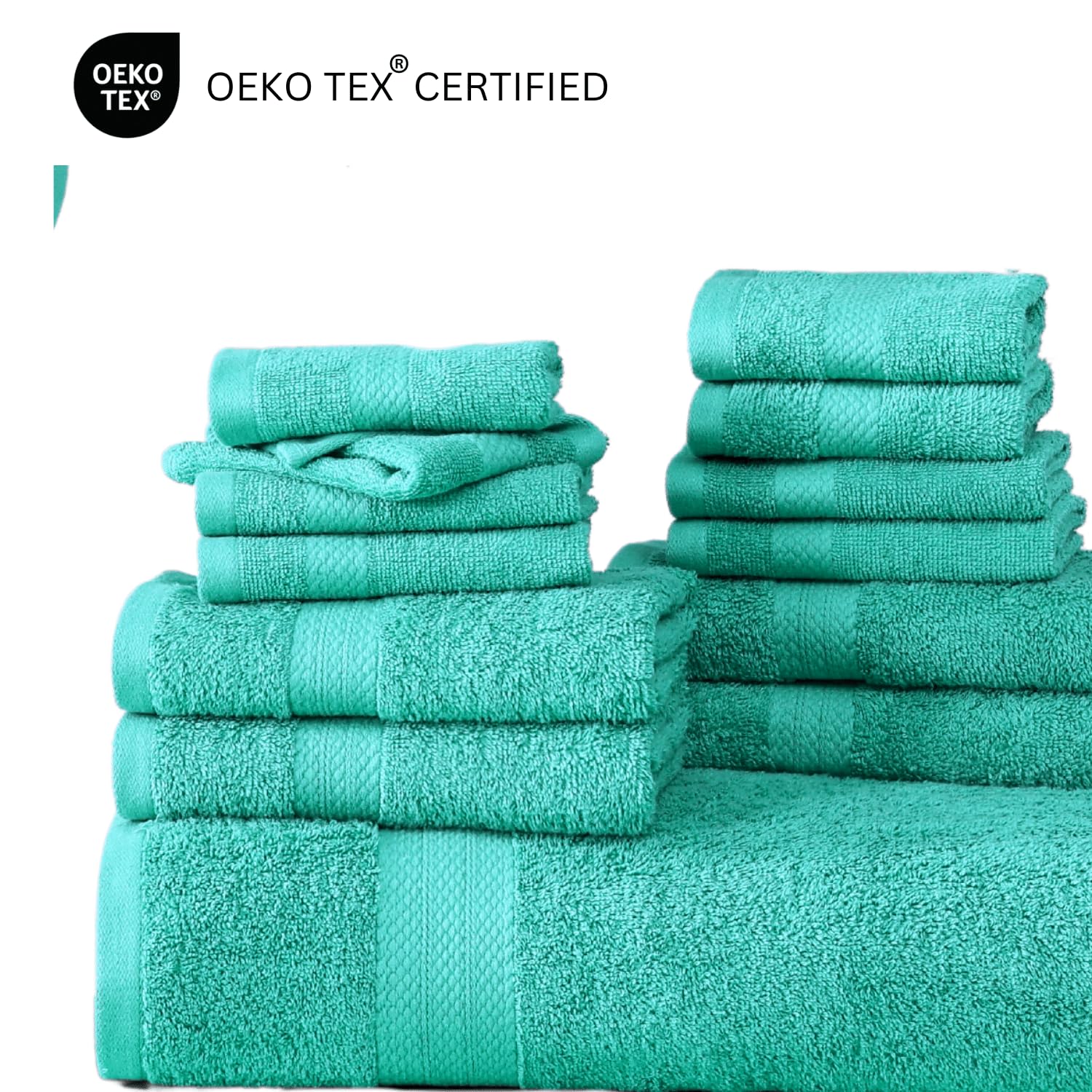 Premium 6-Piece Bath Towel Set - 100% Cotton Extra Large Hotel Quality Bath Towels, Hand Towels & Washcloths | Soft Absorbent Bathroom Essentials for Spa, Gym & Luxury Home Use - Teal Blue