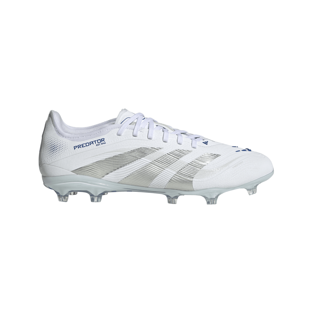 Adidas Predator Pro FG Soccer Cleats for Men - White/Silver Metallic/Bright Royal - Firm Ground Football Boots for Professional Play & Training