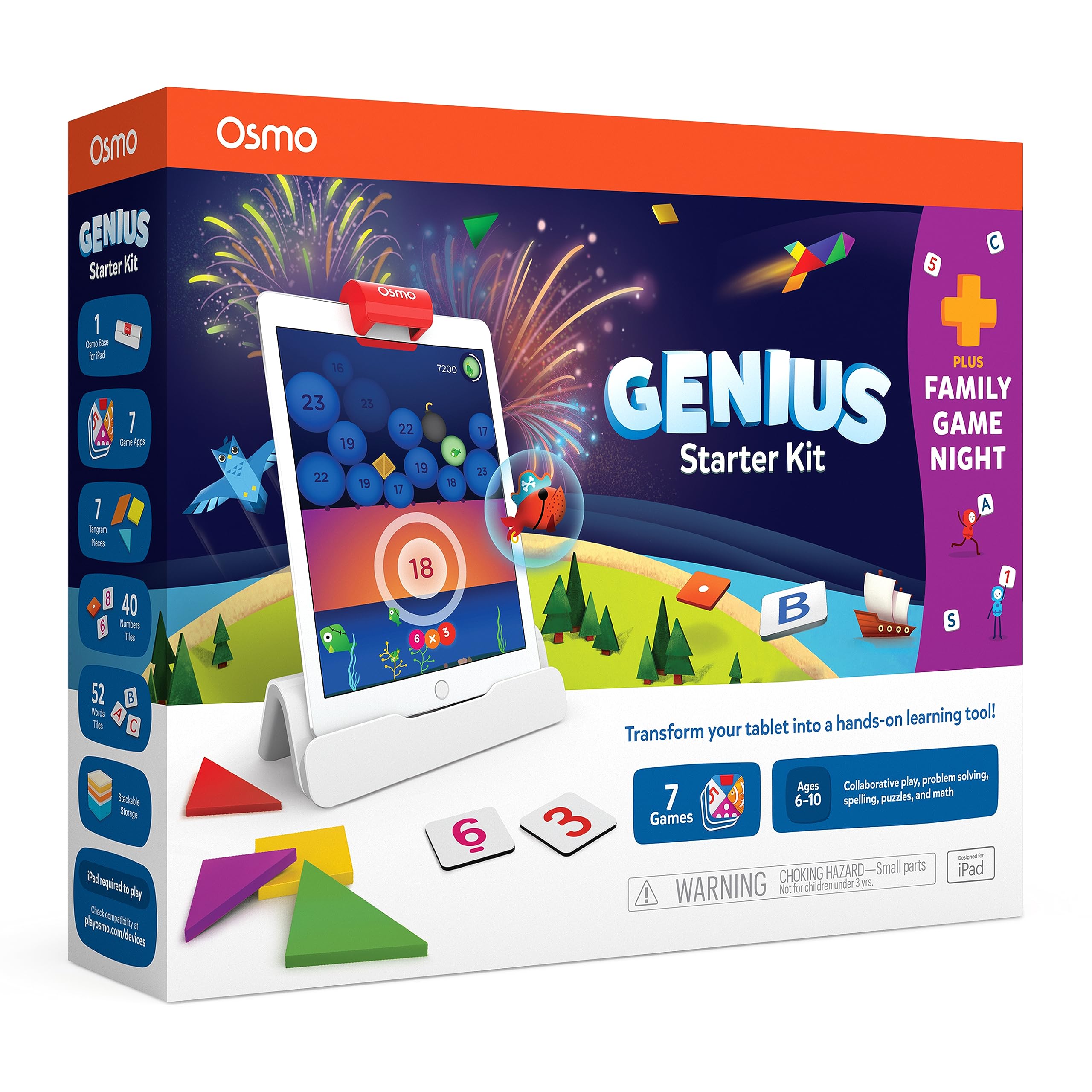 Osmo Genius Starter Kit - 7 Interactive Educational iPad Games for Kids Ages 6-10 | Learn Spelling, Math & Problem Solving | Perfect for Homeschooling & Classroom Learning