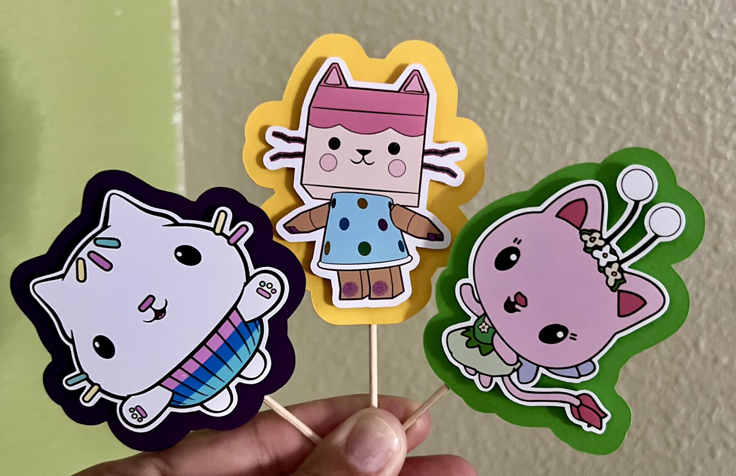 12PCS Cat Cupcake Toppers for Birthday Parties, Dollhouse Decorations & Gabby's Dollhouse Theme - Perfect for Kids Birthday Cakes, Baby Showers & Tea Party Decor