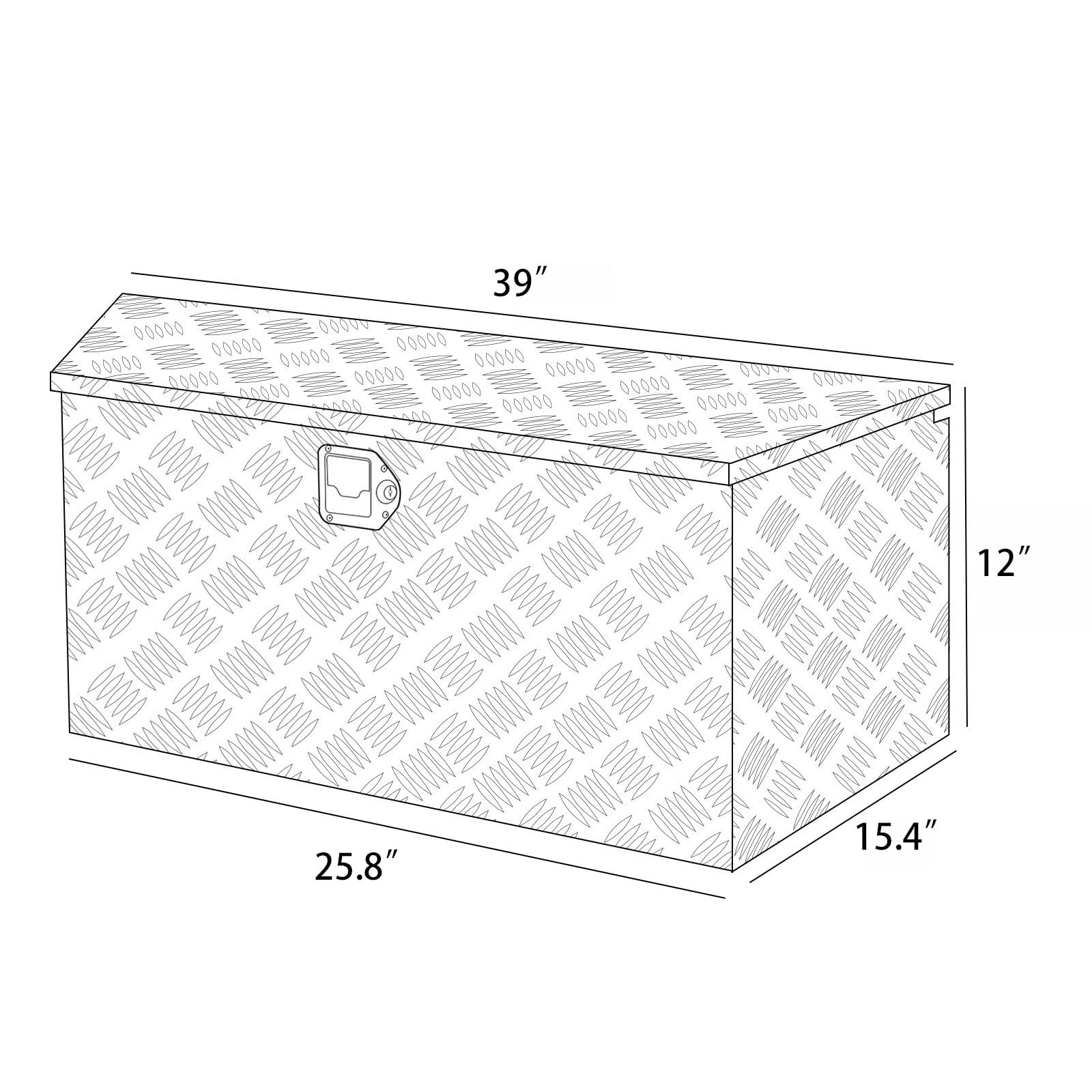 TYFYB 39x15.4x12 Inch Silver Aluminum Utility Trailer Tongue Tool Box with 5-Bar Tread - Heavy Duty Storage for ATV, UTV, Pickup Trucks & Trailers - Perfect for Camping, Farming & Outdoor Work