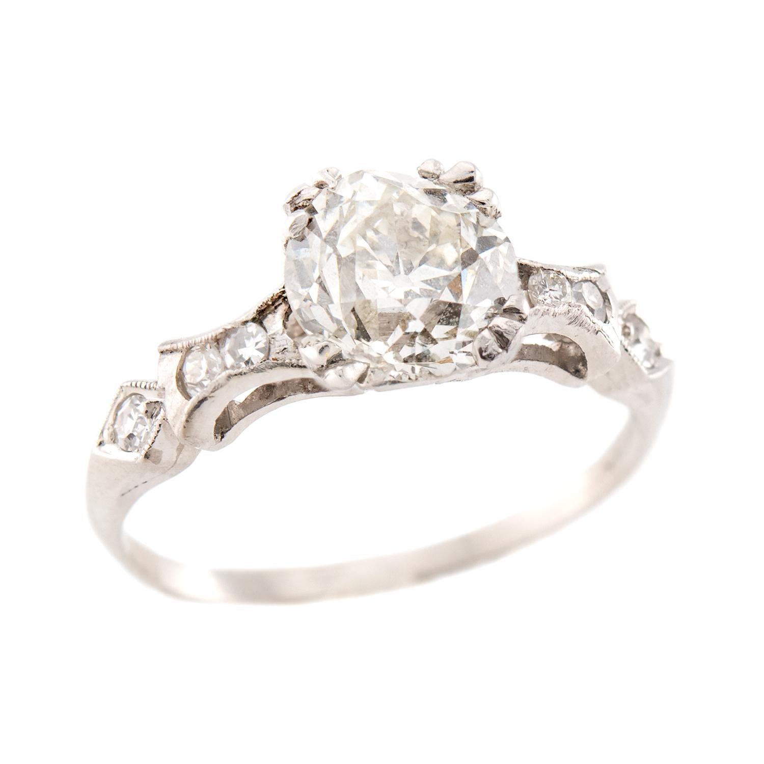 Art Deco Platinum Diamond Engagement Ring 1.57ct - Vintage Style Wedding Band for Women, Perfect for Proposals & Anniversaries