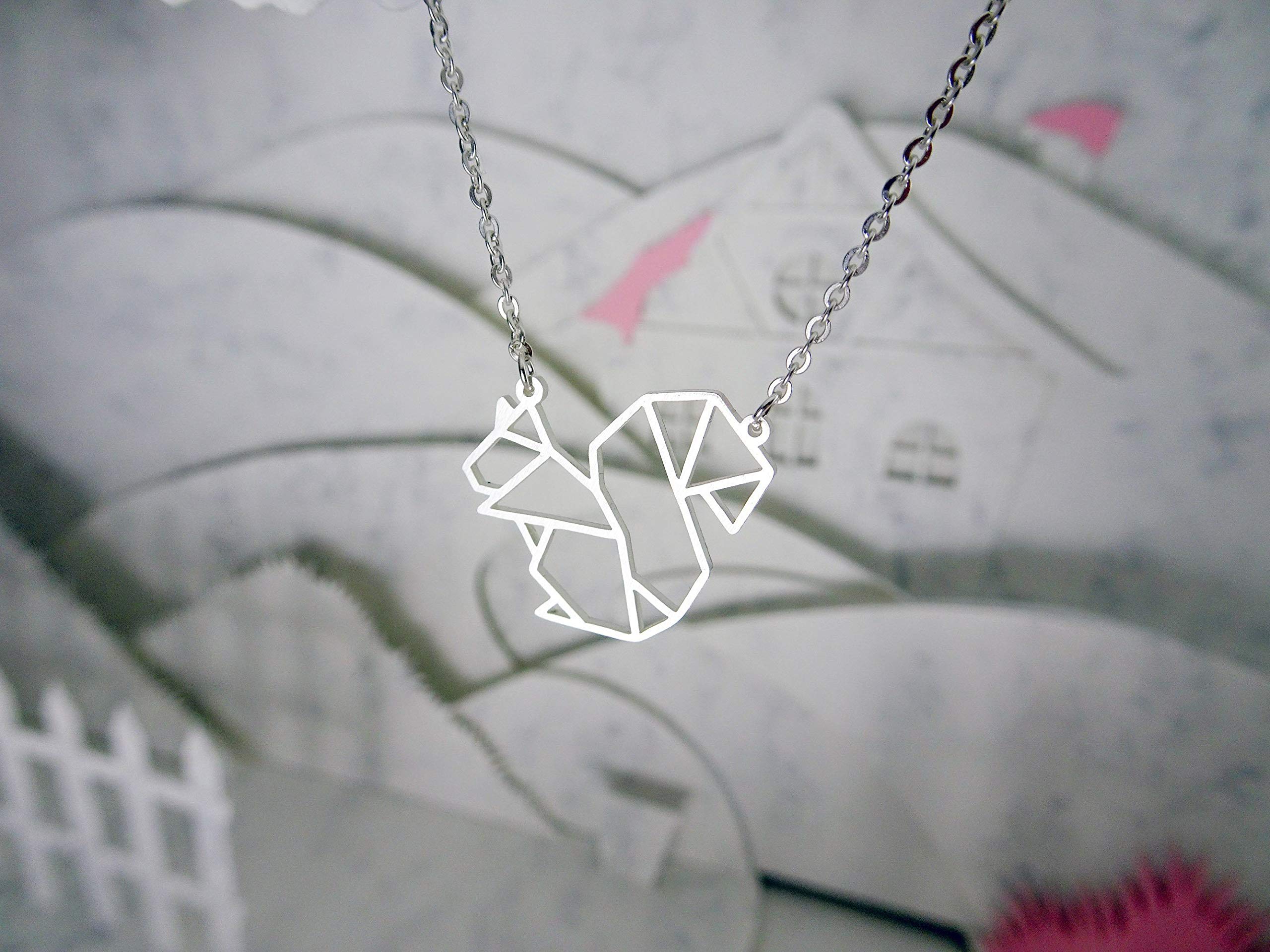 925 Sterling Silver Squirrel Origami Jewelry & Geometric Pendant Necklace for Women - Elegant Animal Jewelry Gift for Her - Perfect for Casual Wear, Date Nights & Special Occasions