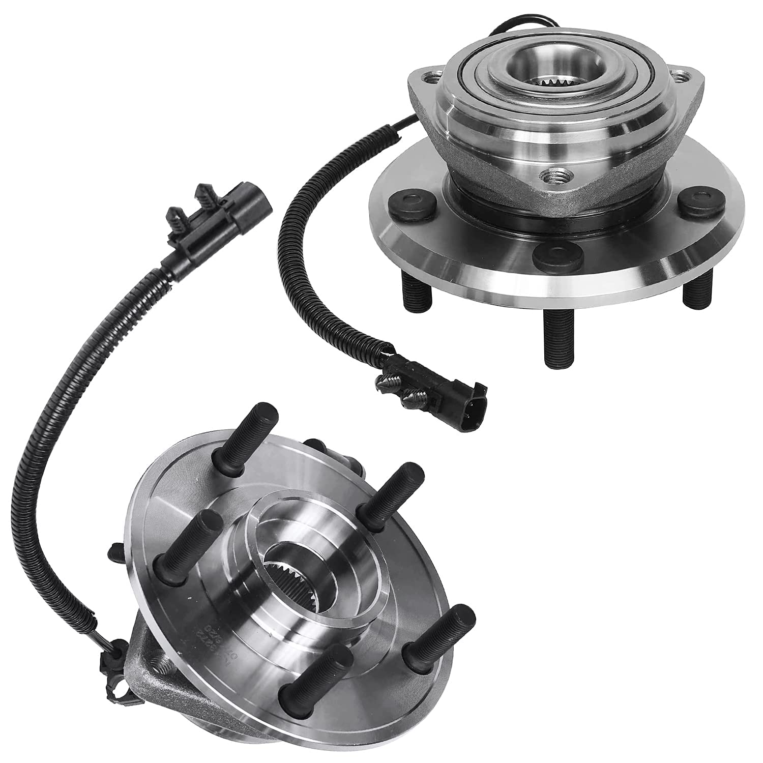 Detroit Axle - Front CV Axles & Wheel Bearing Hubs Replacement Kit for 2007-2010 Jeep Wrangler JK (2 CV Axles + 2 Wheel Hubs) - Compatible with 2008 2009 Models [4-Wheel ABS] - Off-Road & Daily Driving Upgrade