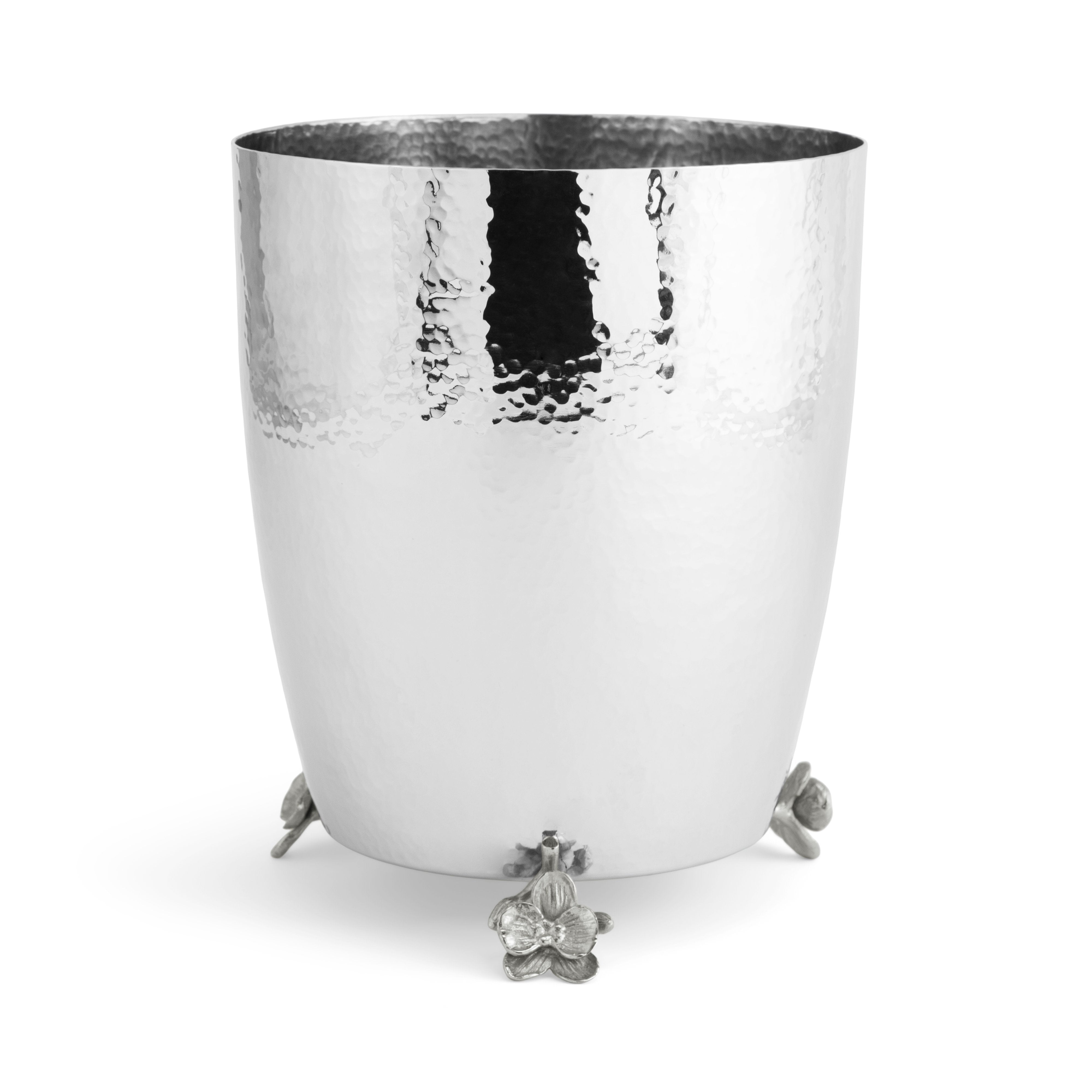 White Orchid Waste Basket - Elegant Trash Can for Home, Office & Bathroom | Small Garbage Bin with Lid | Perfect for Bedroom, Kitchen & Dorm Room